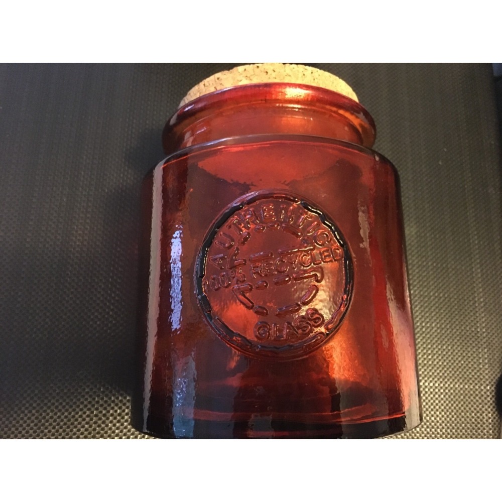 2 New orange recycled Glass canisters jar Cork Starbucks San Miguel Spain